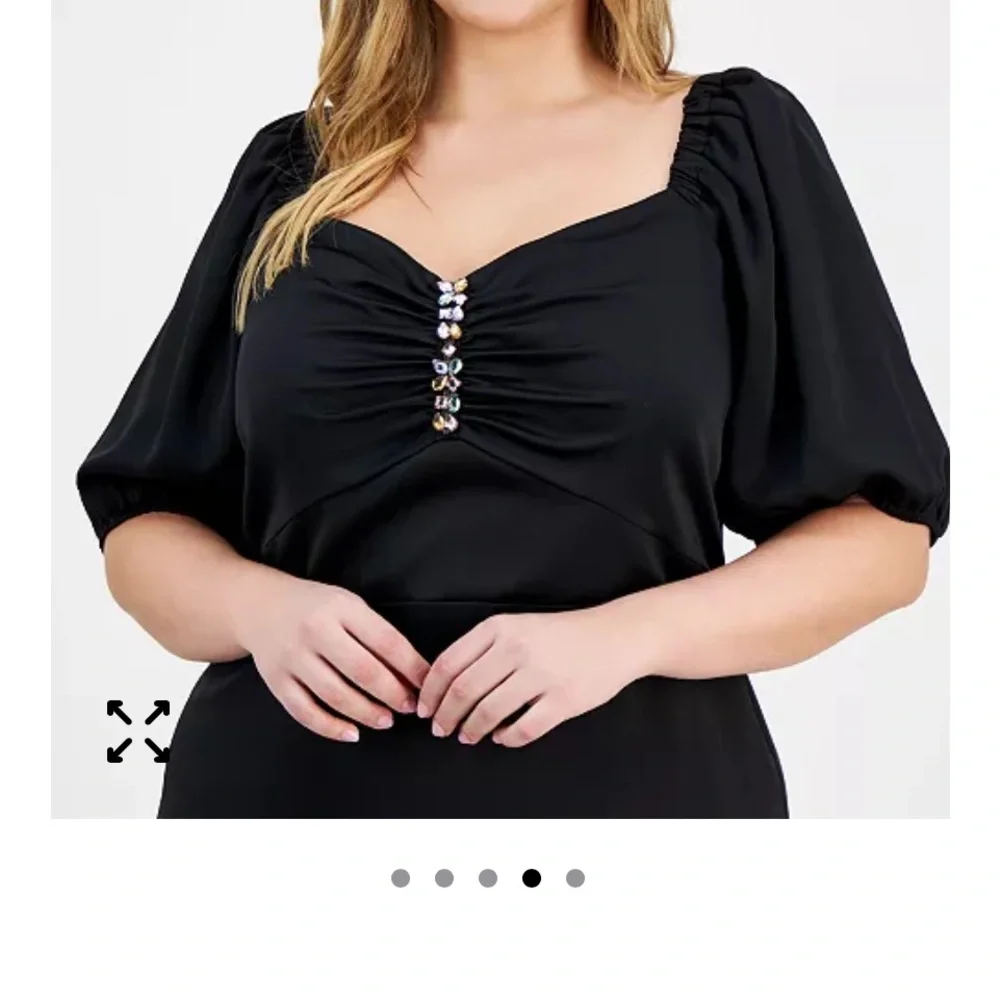 Elegant New With Tag Anne Klein Black Dress with Puff Sleeves Size 18W - Picture 6 of 11